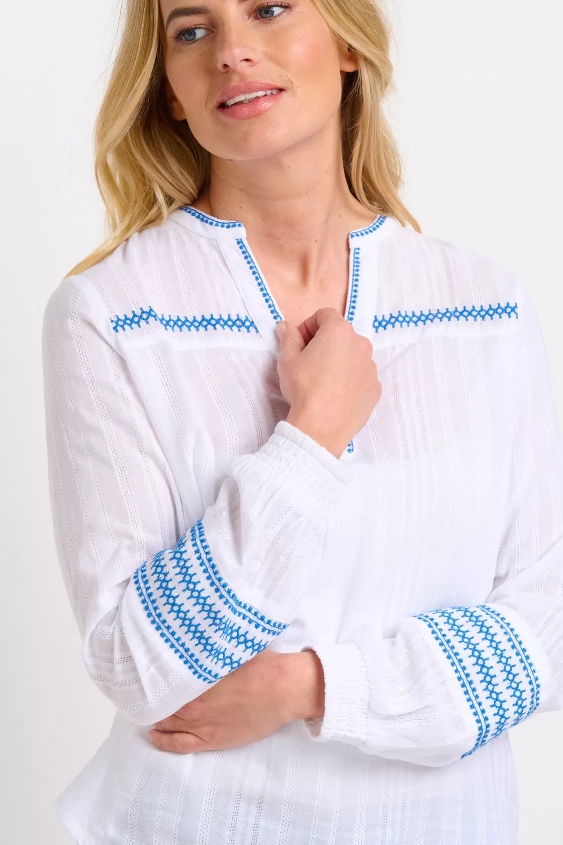 Shirts And Blouses>Brakeburn Nattie Embroidered Blouse Blue