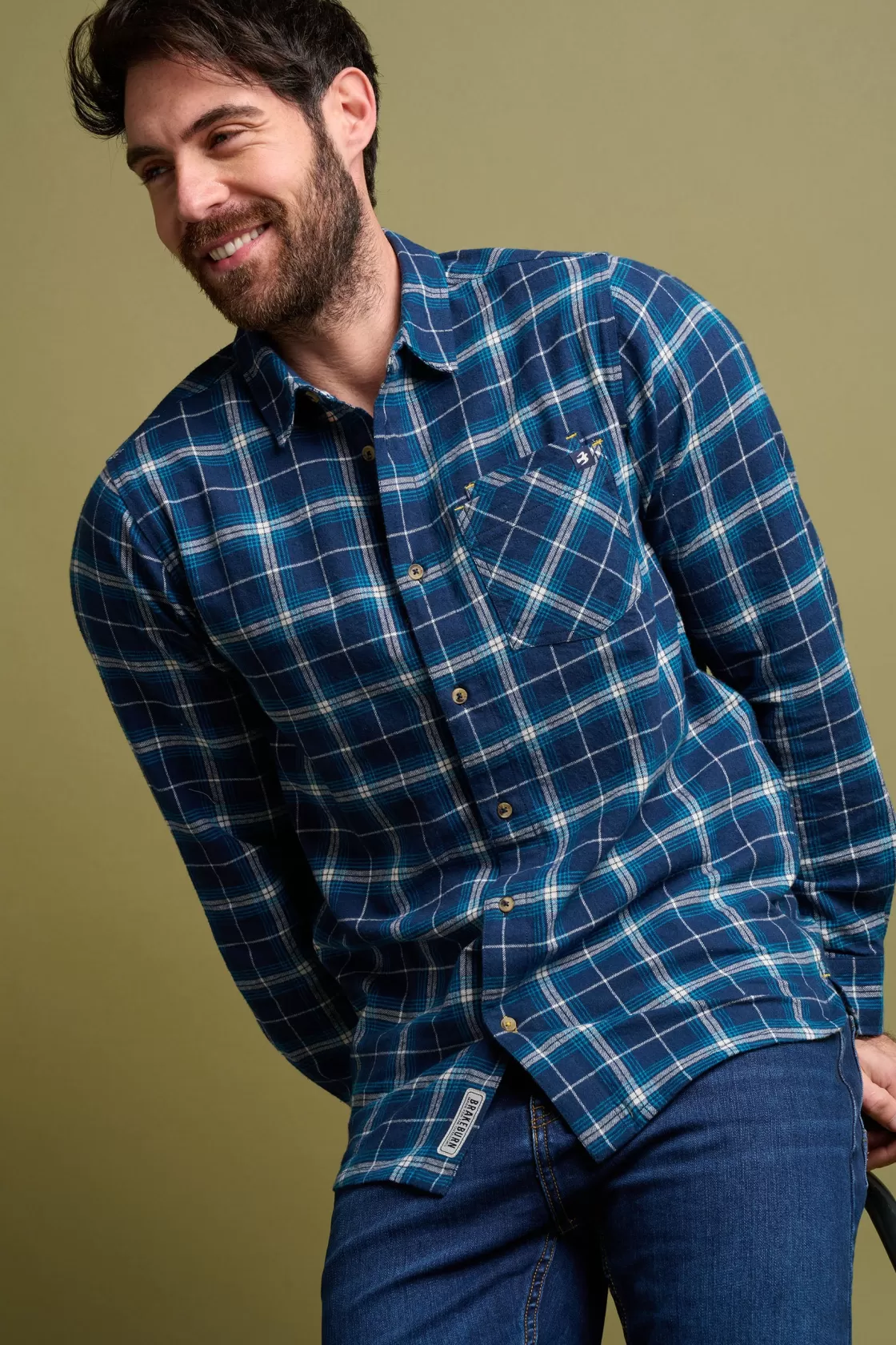 Shirts>Brakeburn Navy Check Shirt Blue