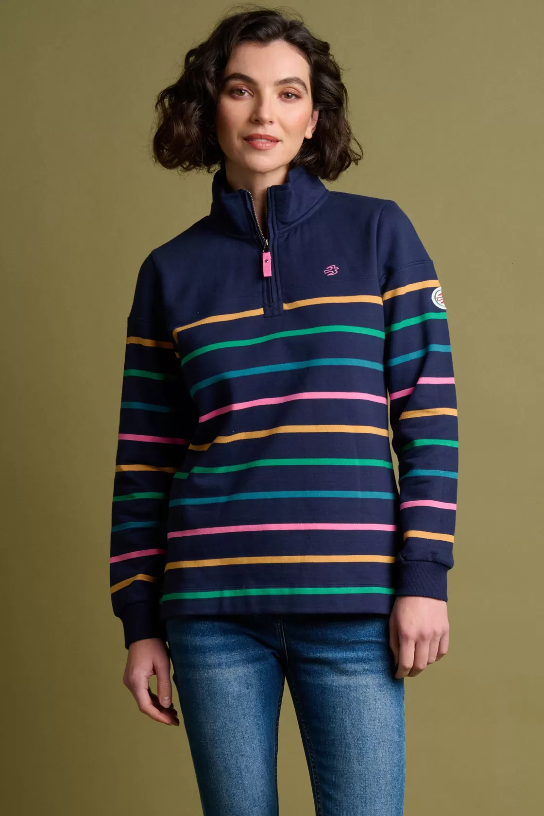 Sweatshirts And Hoodies>Brakeburn Navy Quarter Zip Sweatshirt Multicoloured