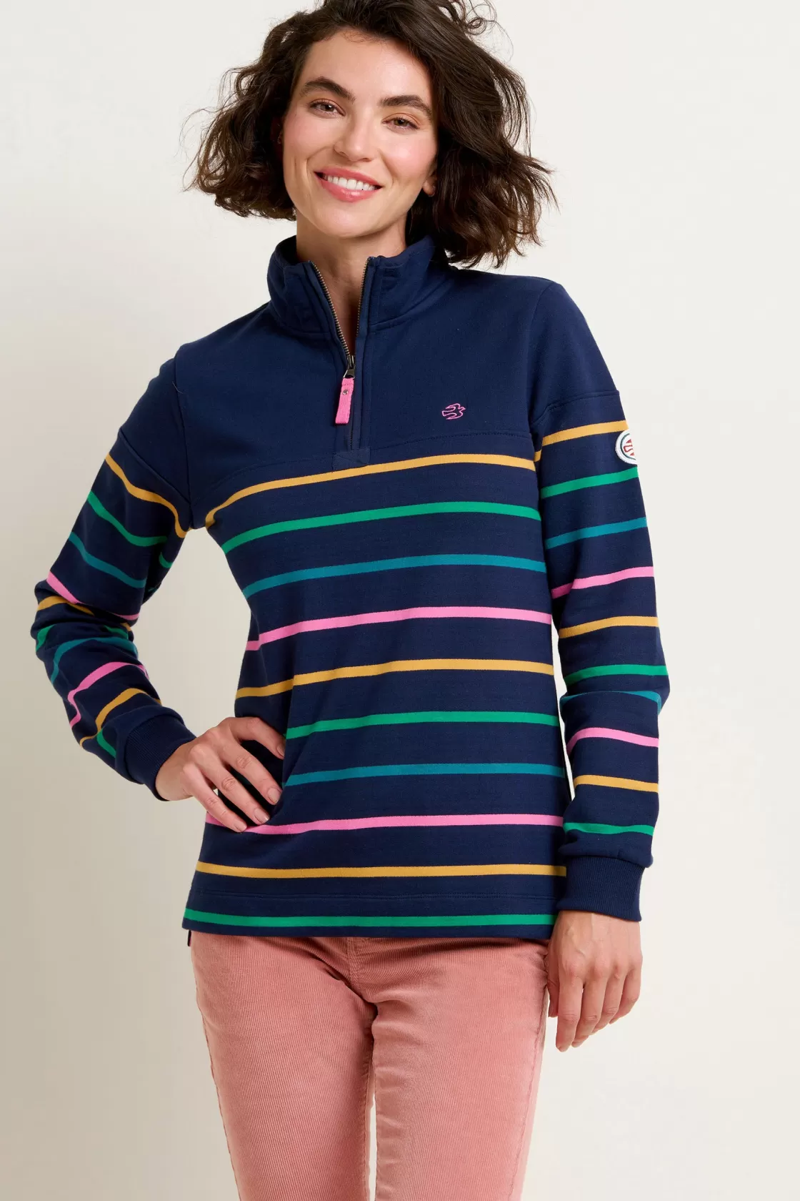 Sweatshirts And Hoodies>Brakeburn Navy Quarter Zip Sweatshirt Multicoloured