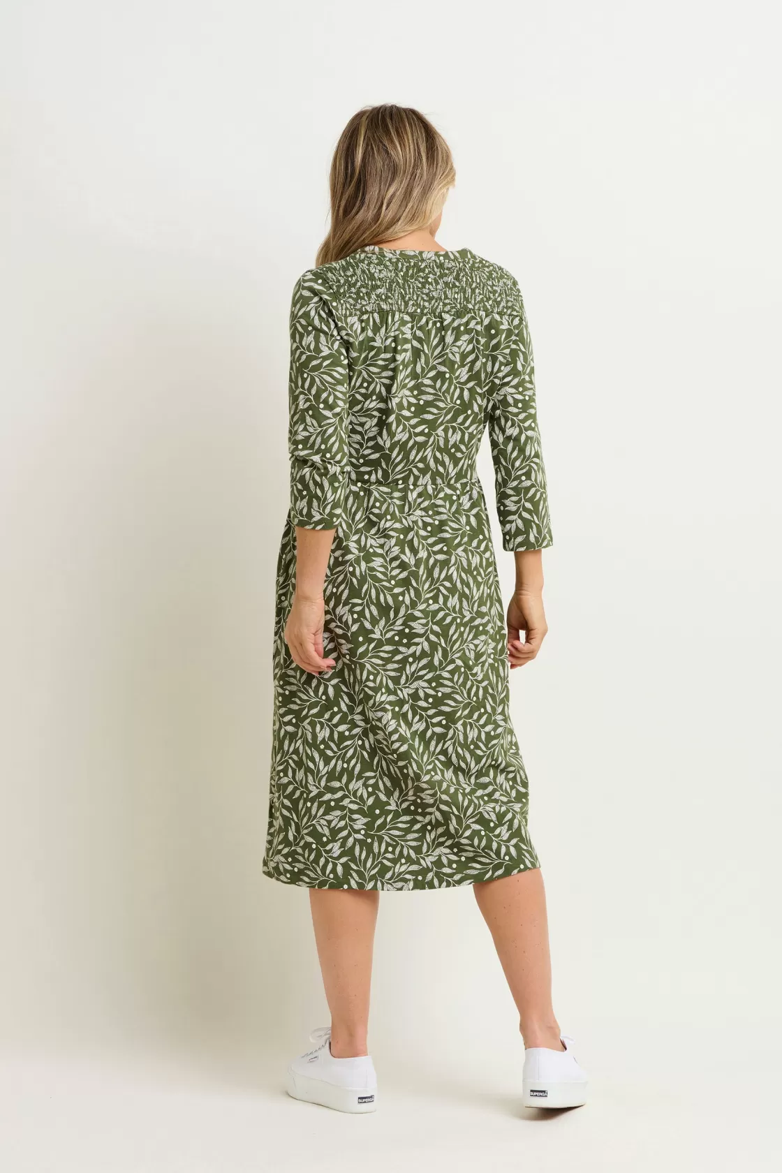 Dresses>Brakeburn Orchard Leaf Midi Dress Green