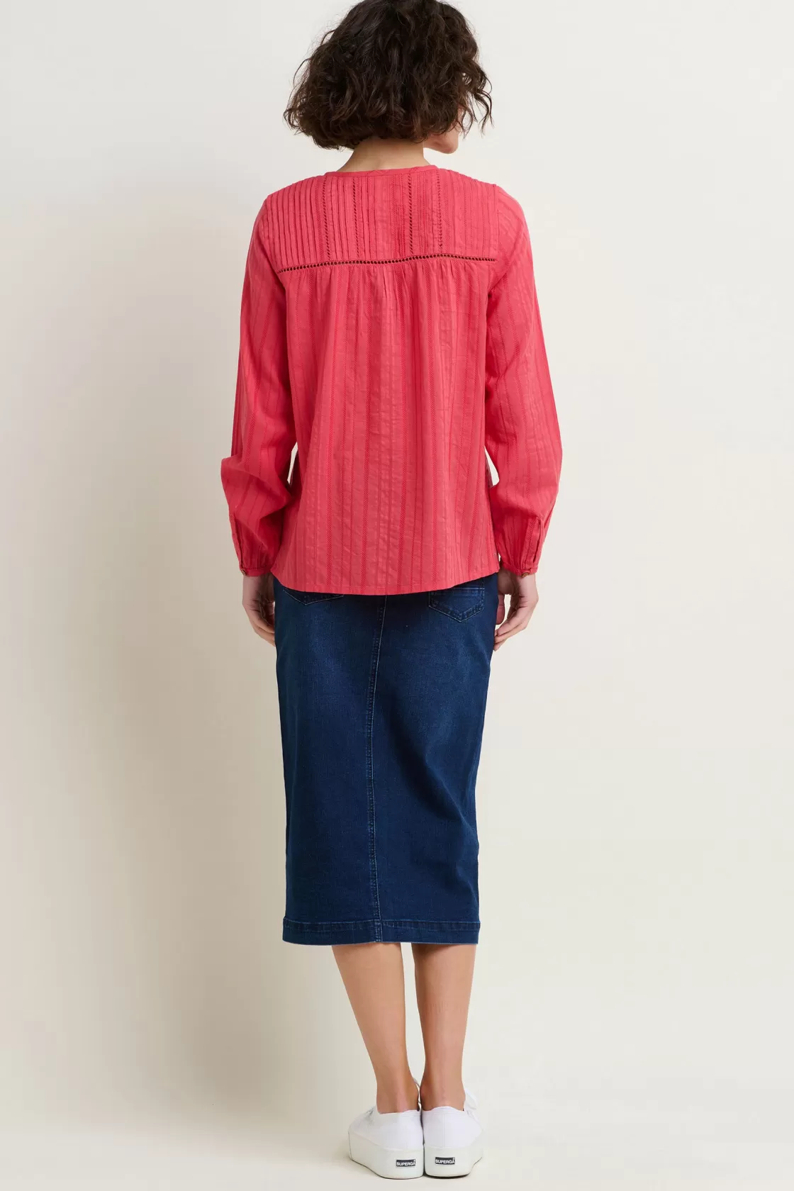 Shirts And Blouses>Brakeburn Penny Pintuck Blouse Coral