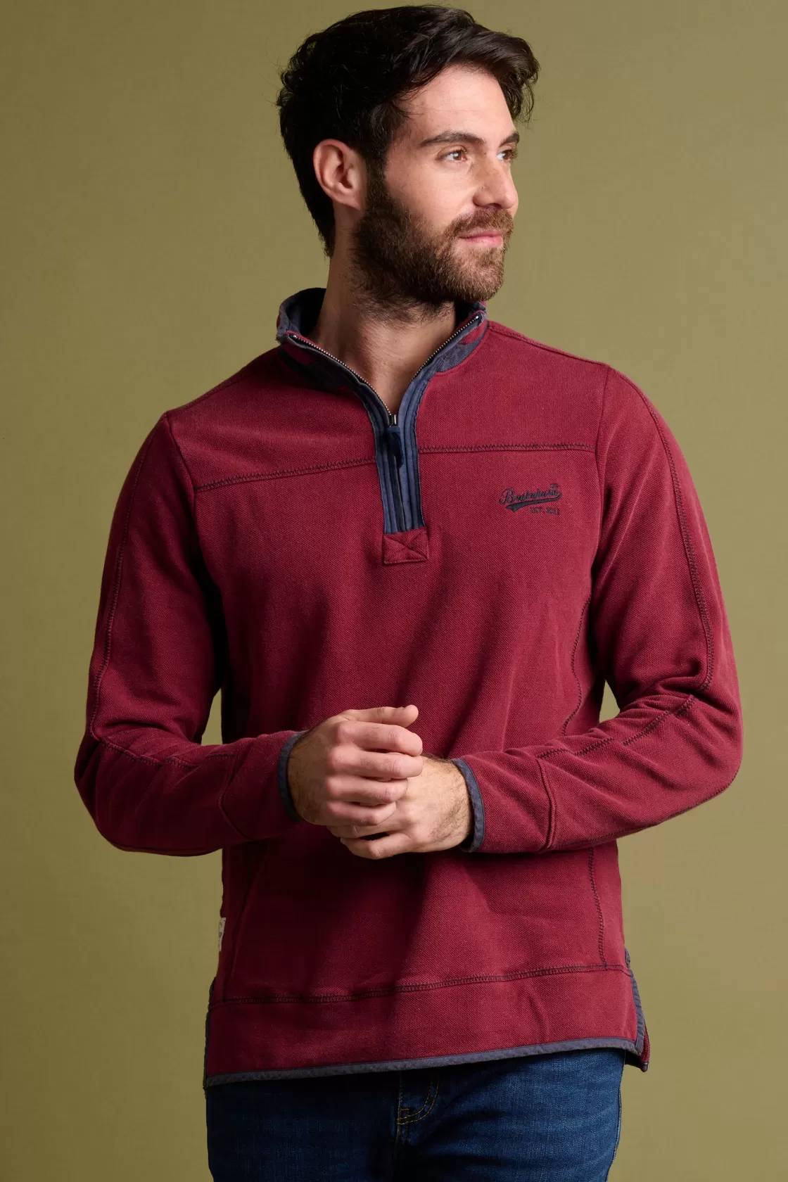 Sweatshirts And Hoodies>Brakeburn Pique Quarter Zip Sweatshirt Burgundy