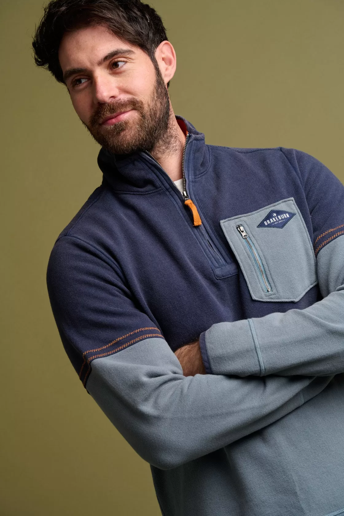 Sweatshirts And Hoodies>Brakeburn Pique Quarter Zip Sweatshirt Blue