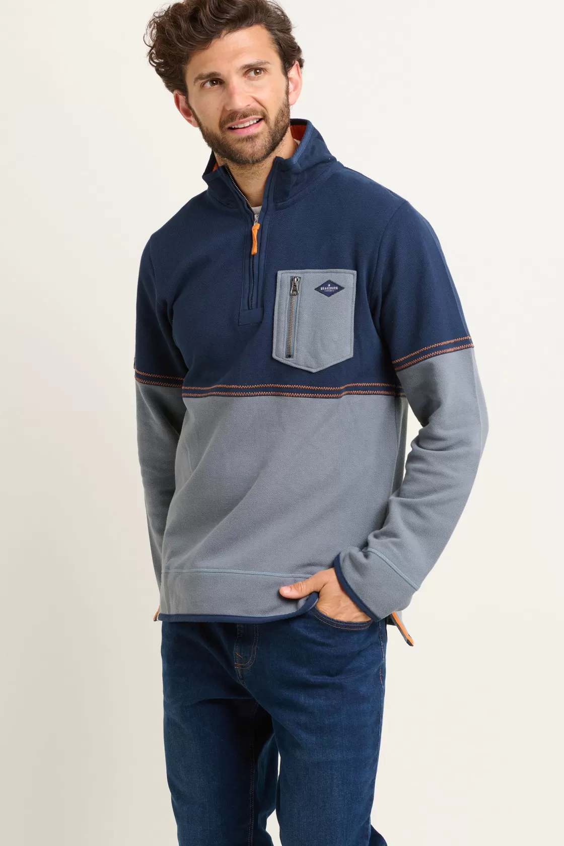 Sweatshirts And Hoodies>Brakeburn Pique Quarter Zip Sweatshirt Blue