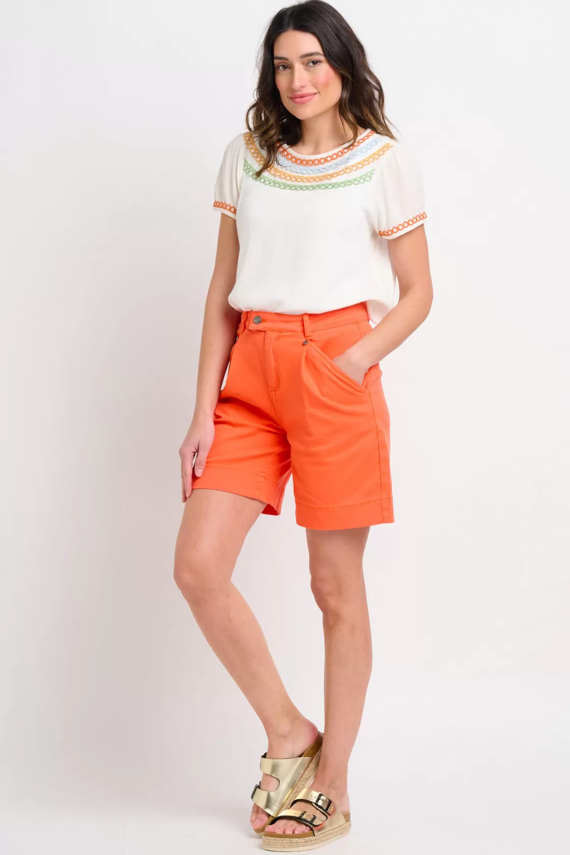 Trousers And Shorts>Brakeburn Pleat Front Shorts Orange