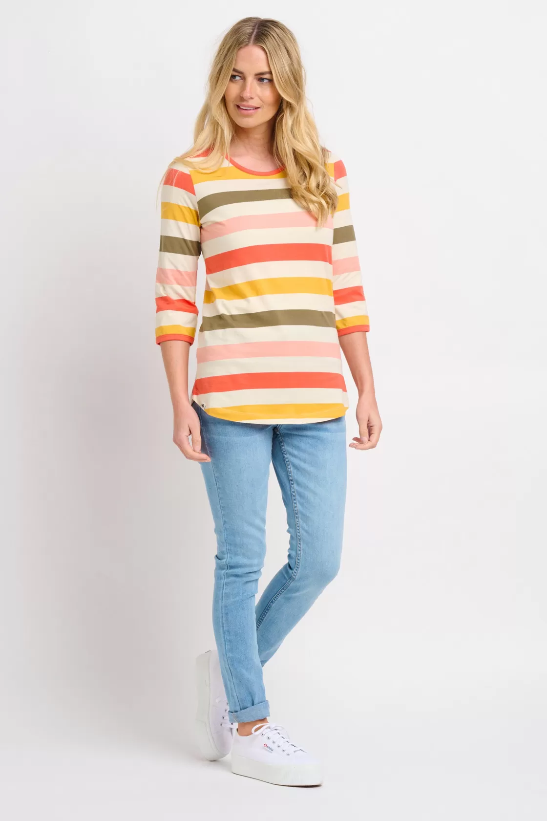 Tops, T-Shirts And Vests>Brakeburn Poppy Stripe Tee Cream