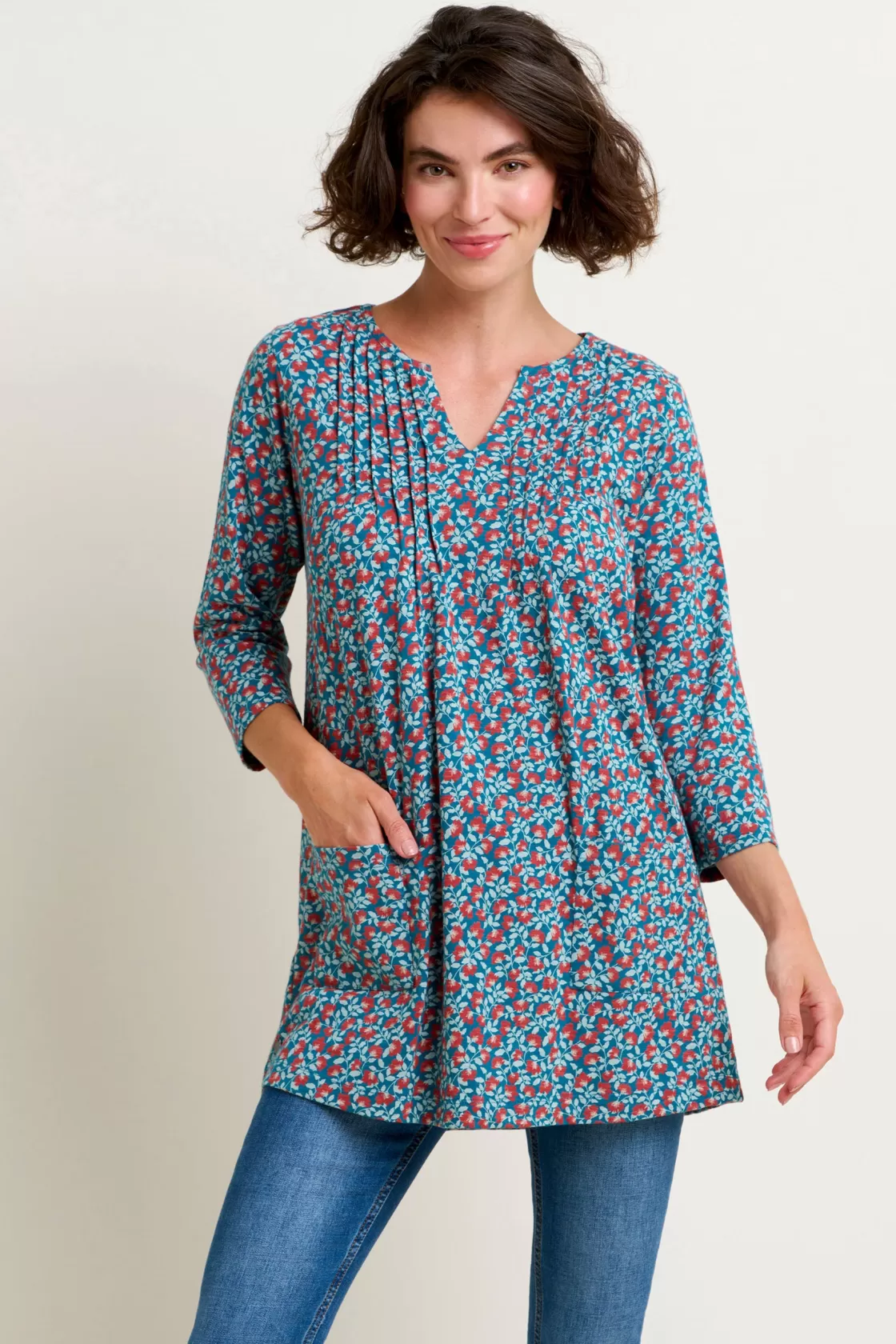 Tops, T-Shirts And Vests>Brakeburn Pressed Flowers Tunic Blue