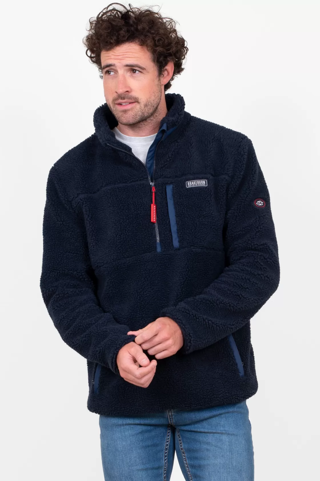 Coats And Jackets>Brakeburn Pull Over 1/4 Zip Fleece Navy