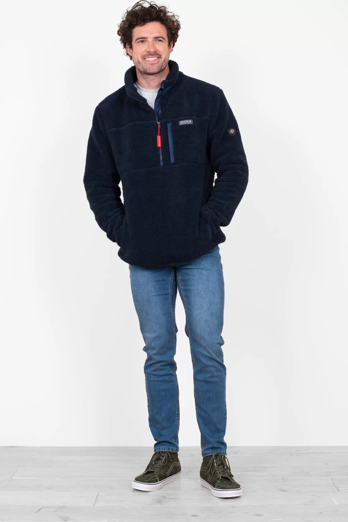 Coats And Jackets>Brakeburn Pull Over 1/4 Zip Fleece Navy