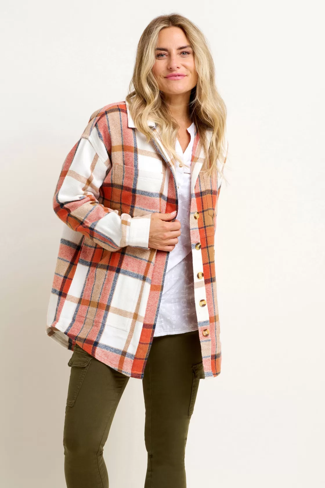 Shirts And Blouses>Brakeburn Pumpkin Flannel Shacket Orange