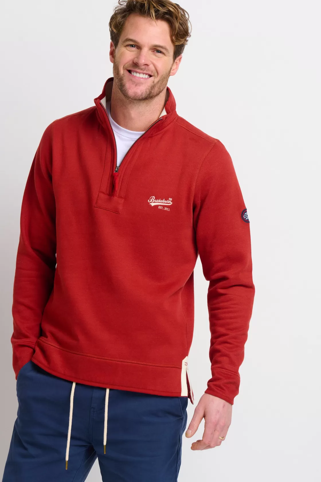 Sweatshirts And Hoodies>Brakeburn Quarter Zip Sweat Burgundy