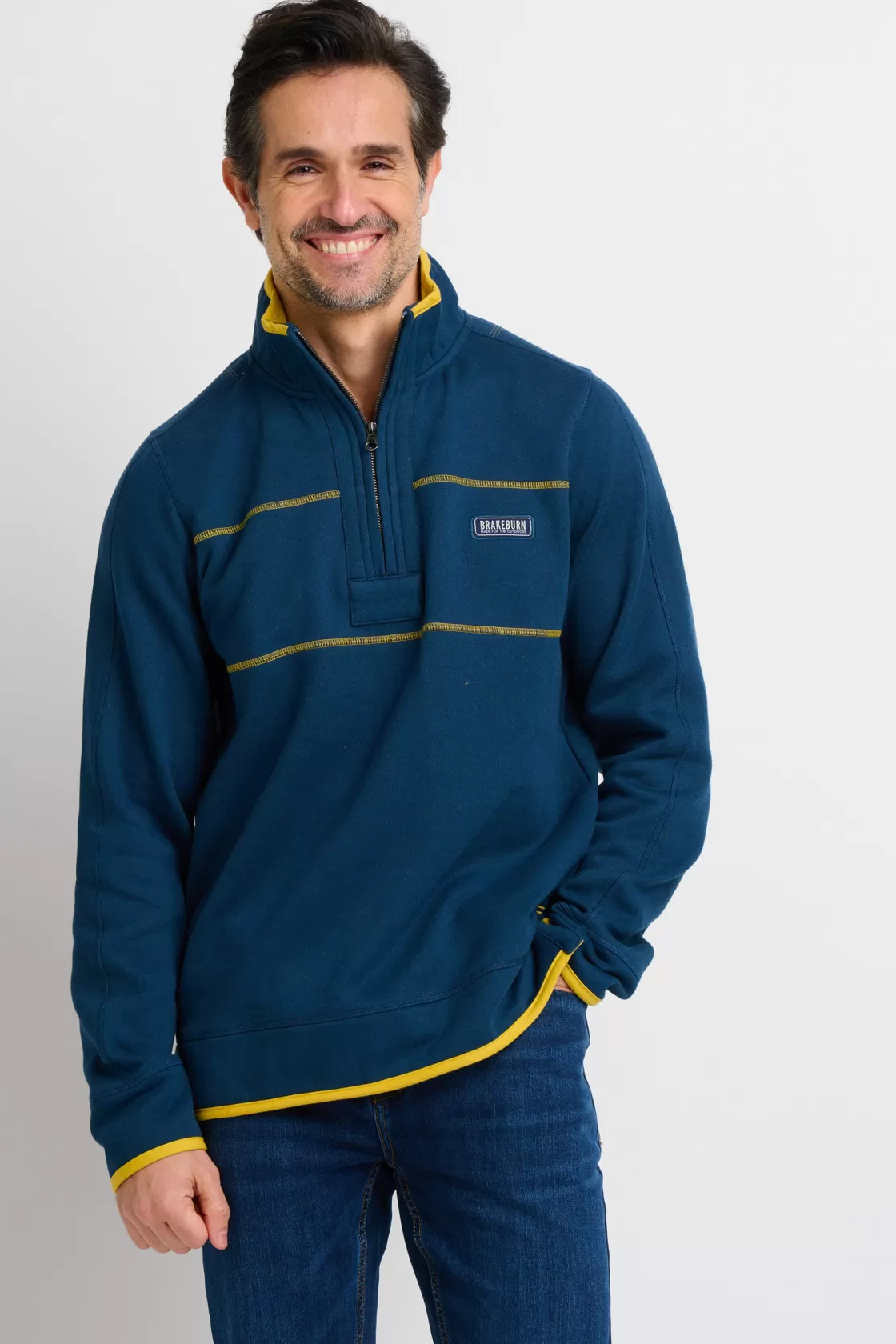 Sweatshirts And Hoodies>Brakeburn Quarter Zip Sweat Navy