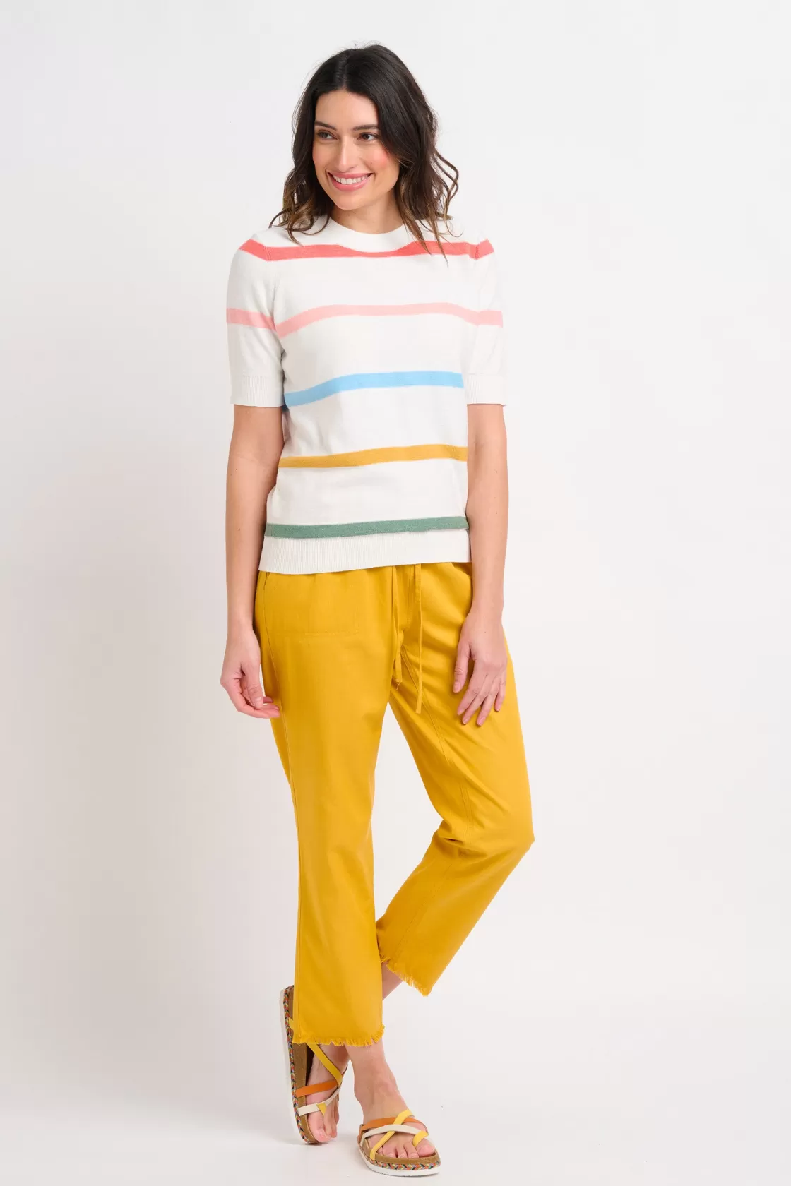 Knitwear>Brakeburn Rainbow Knitted Tee Blue