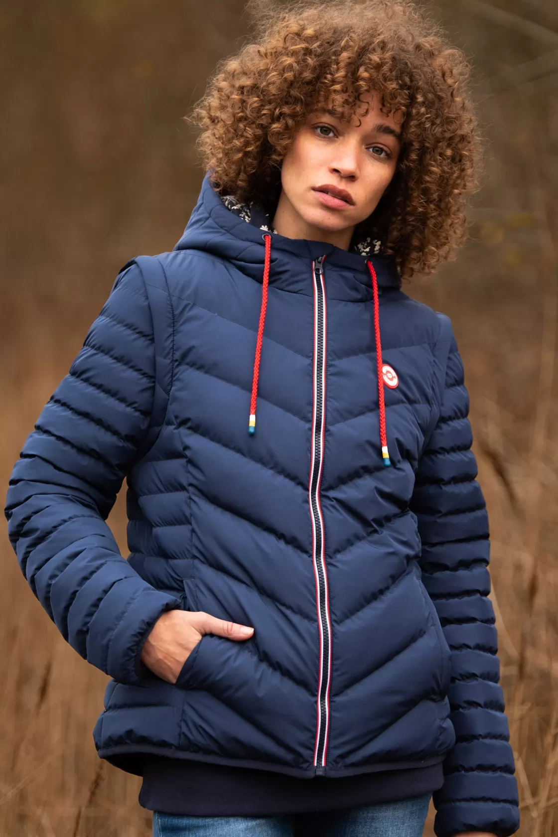 Coats And Jackets>Brakeburn Rainbow Puffer Jacket Navy