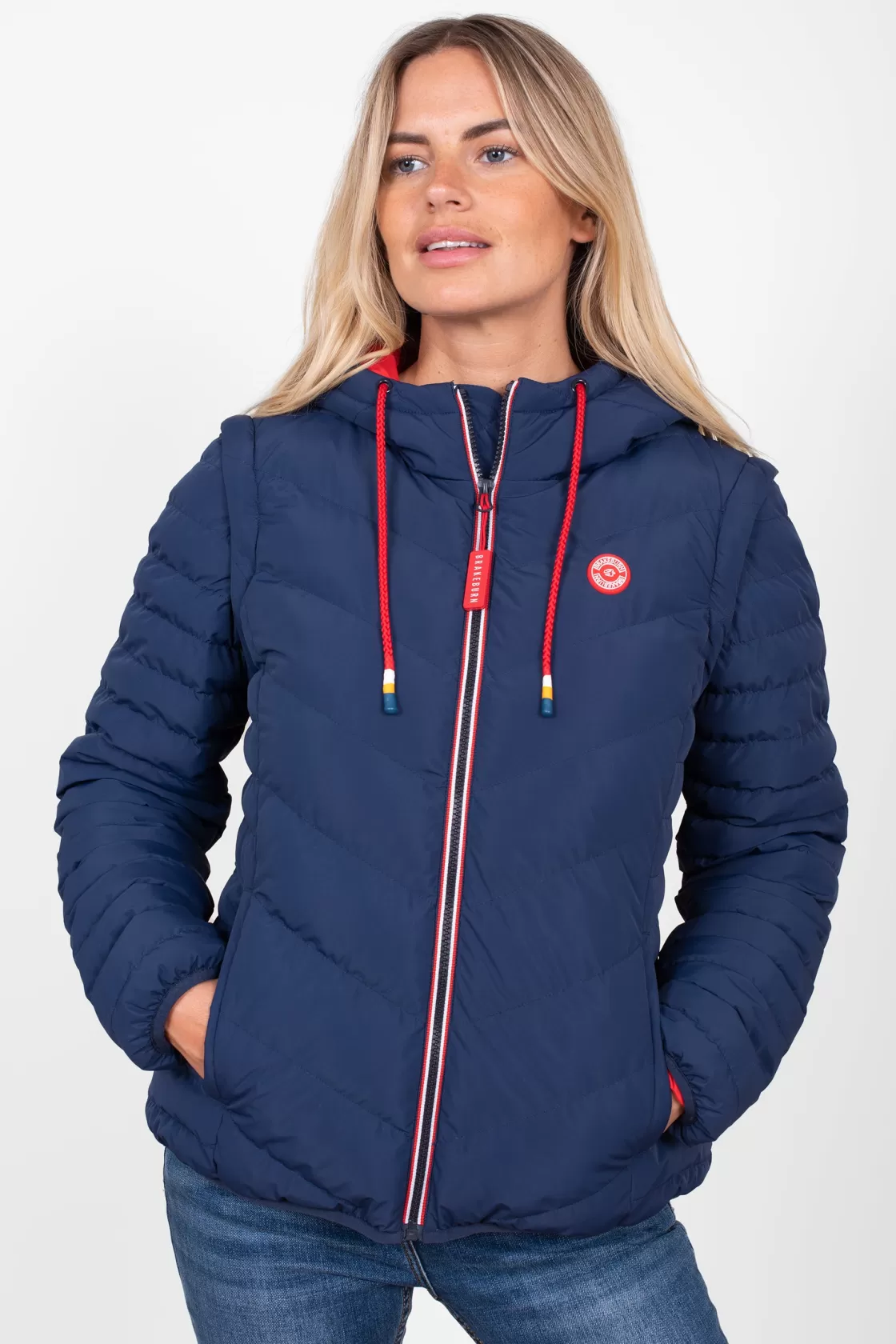 Coats And Jackets>Brakeburn Rainbow Puffer Jacket Navy