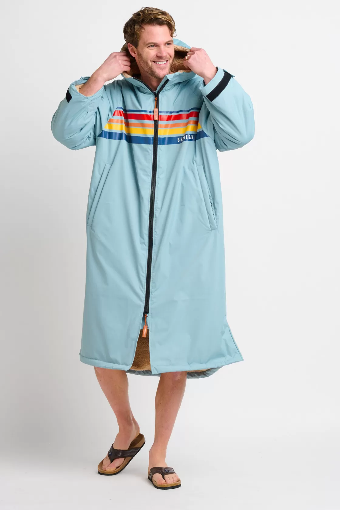 Coats And Jackets>Brakeburn Retro Stripe Chinook Changing Robe Blue