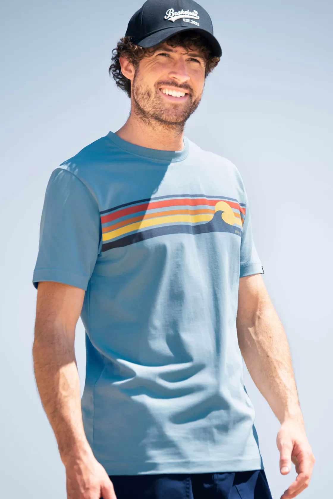 Tops And T-Shirts>Brakeburn Retro Stripe Wave Tee Blue