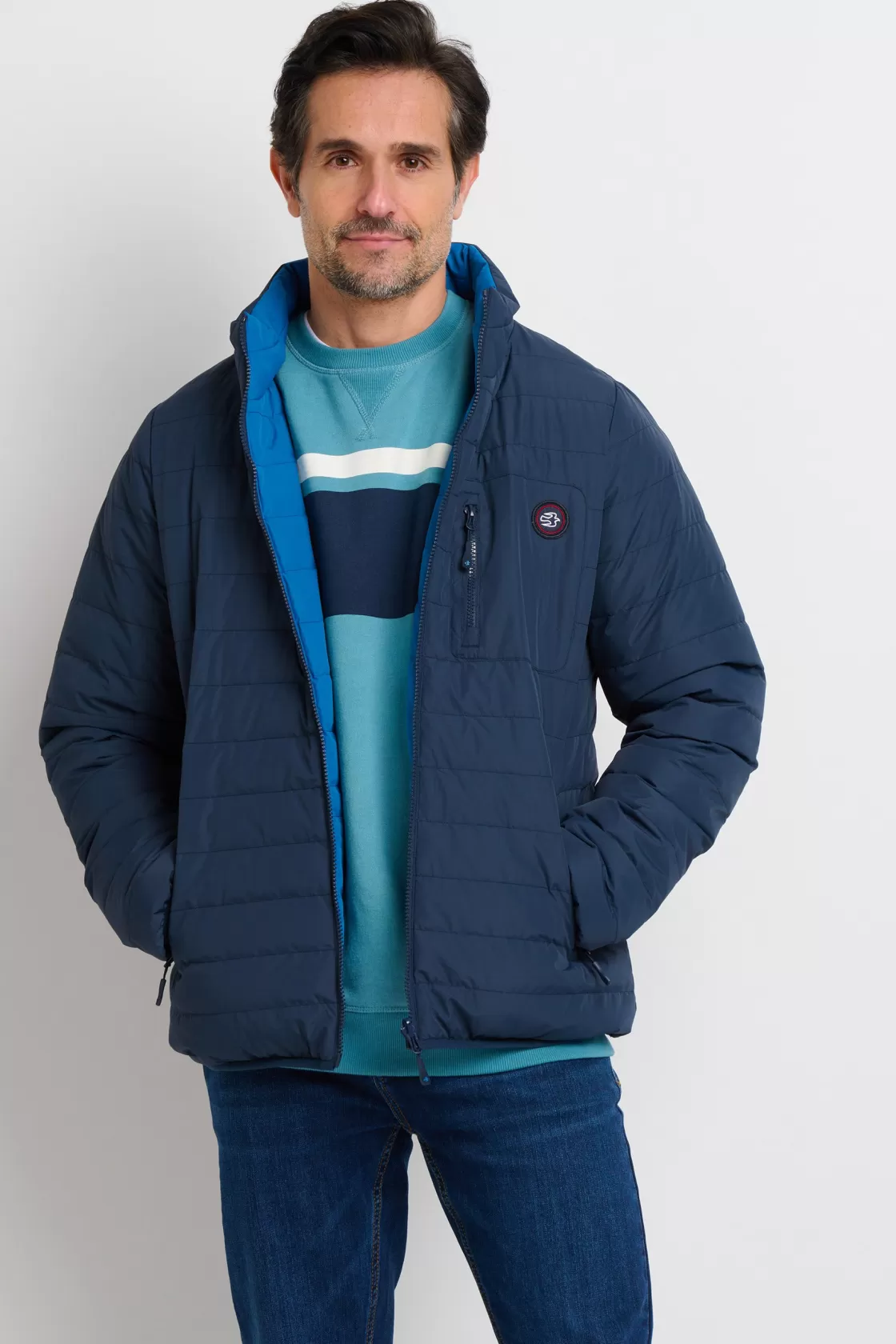 Coats And Jackets>Brakeburn Reversible Puffer Jacket Blue