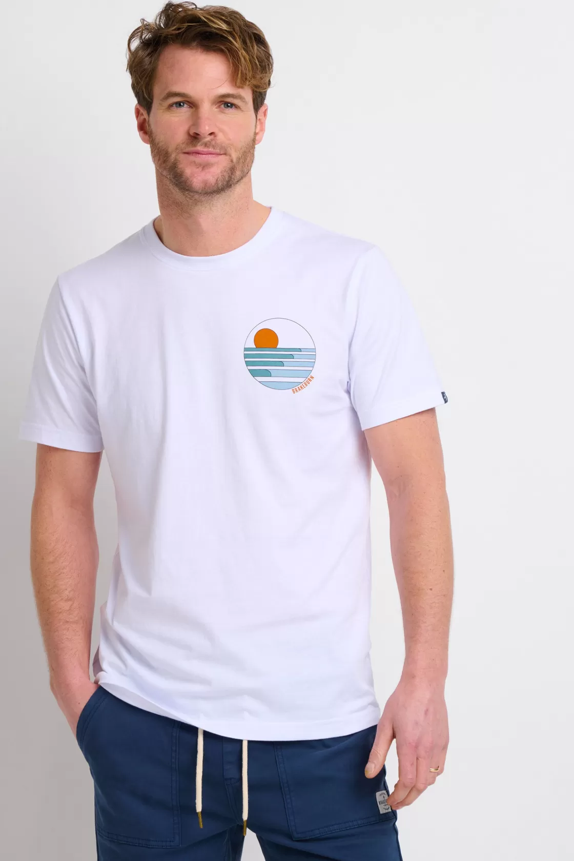 Tops And T-Shirts>Brakeburn Rolling Waves Tee White