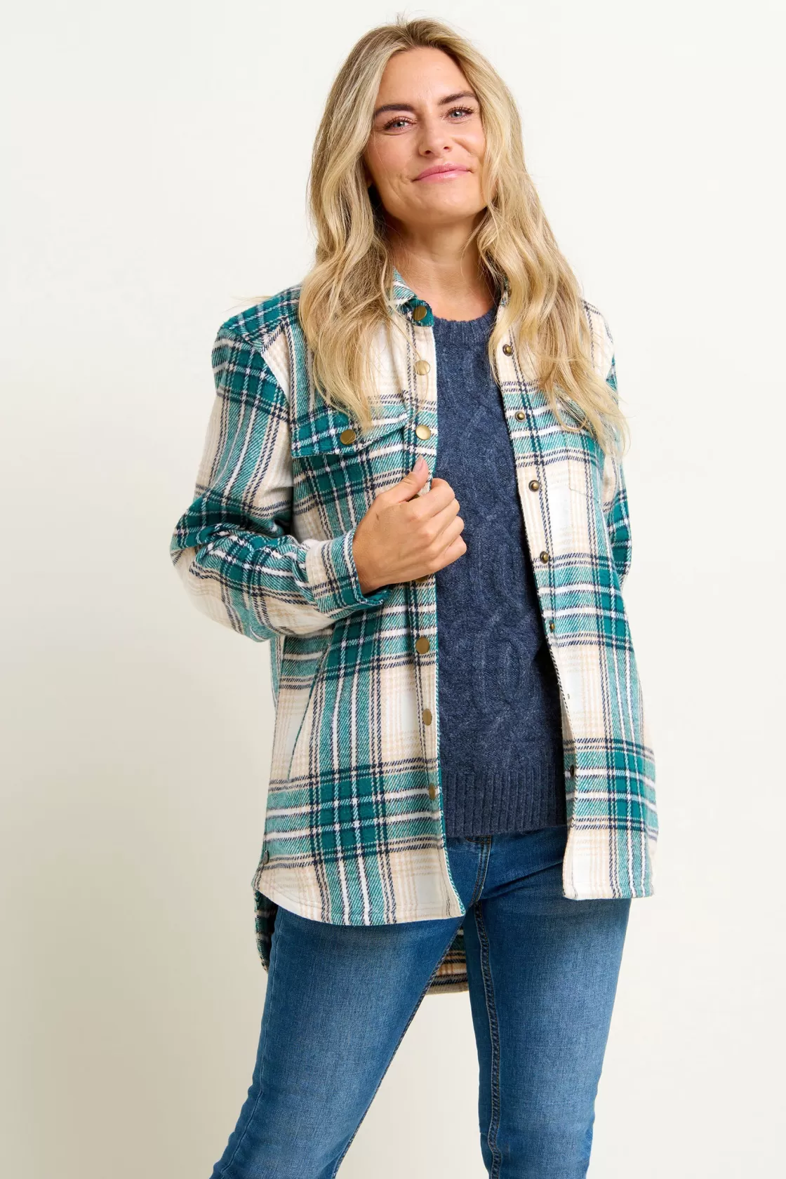 Shirts And Blouses>Brakeburn Shamrock Flannel Shacket Cream