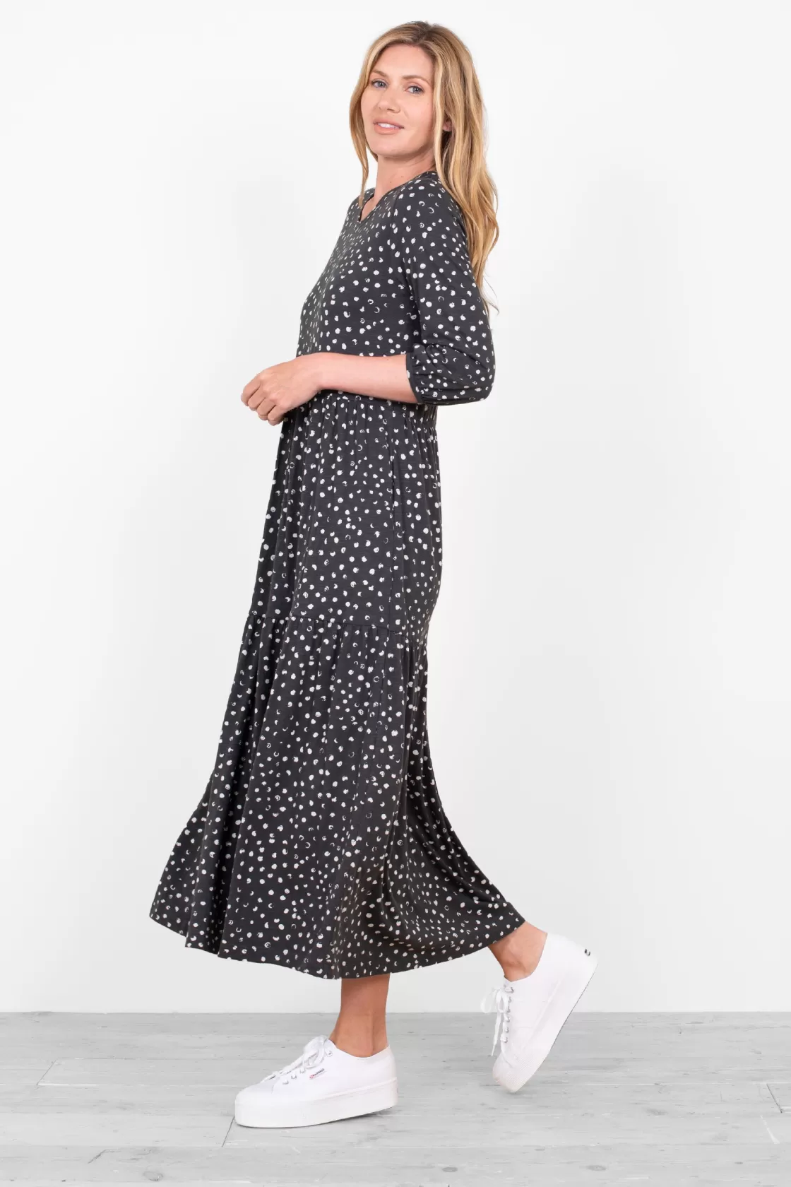 Dresses>Brakeburn Spotty Jersey Dress Grey