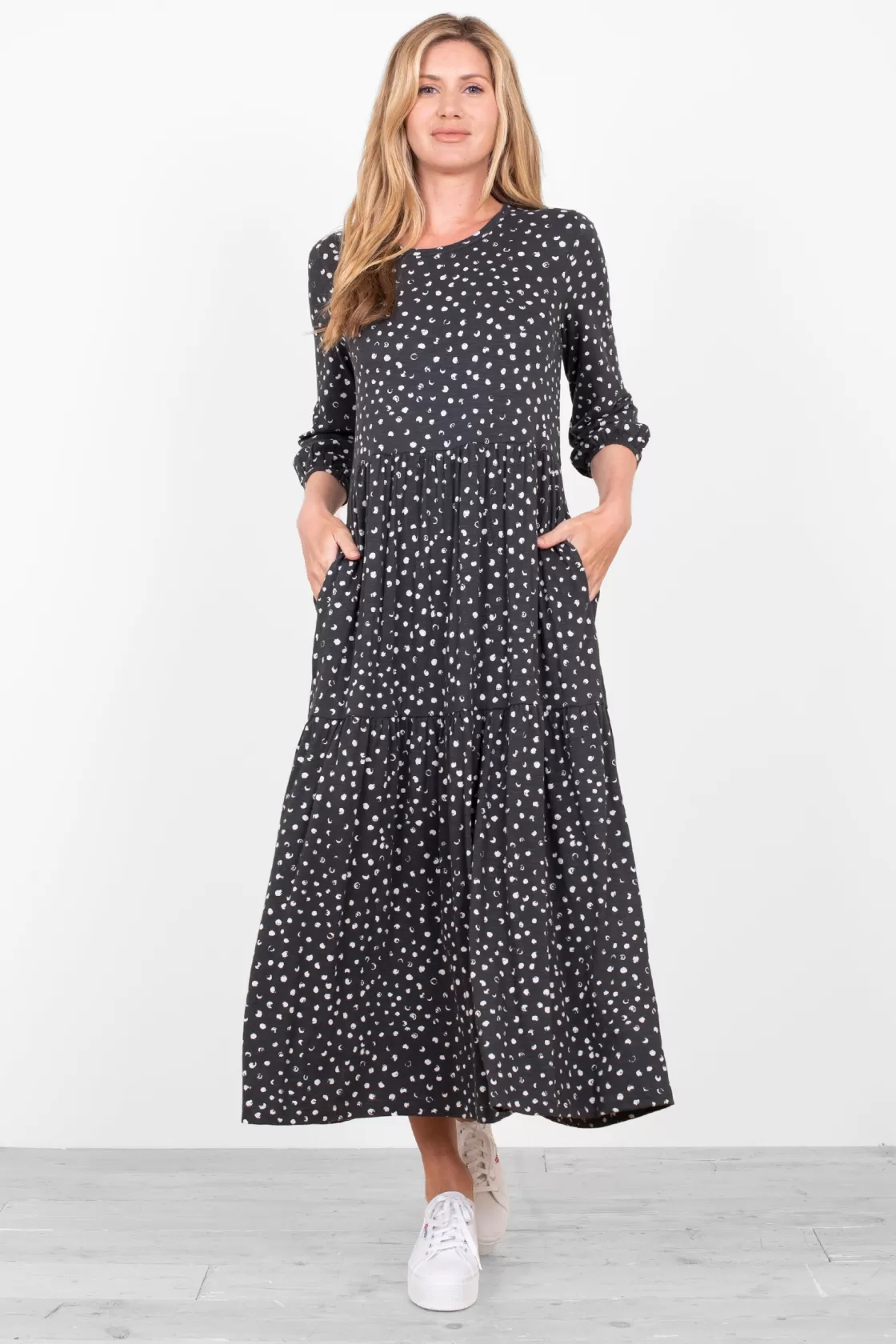 Dresses>Brakeburn Spotty Jersey Dress Grey