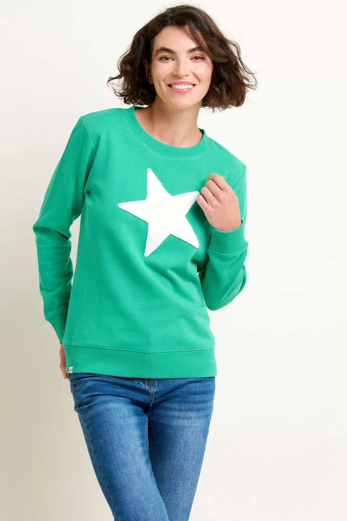 Sweatshirts And Hoodies>Brakeburn Star Crew Neck Sweatshirt Green