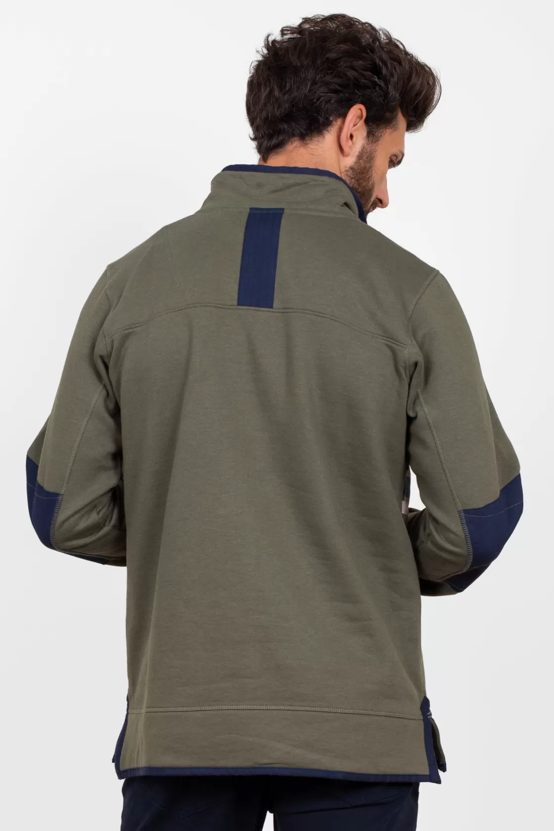 Sweatshirts And Hoodies>Brakeburn Stripe 1/4 Zip Sweat Khaki