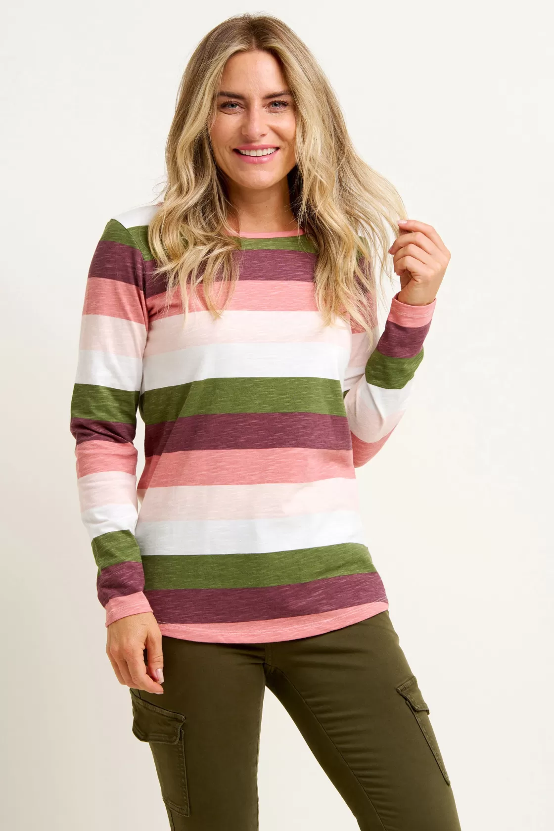 Tops, T-Shirts And Vests>Brakeburn Stripe Long Sleeve Tee Burgundy