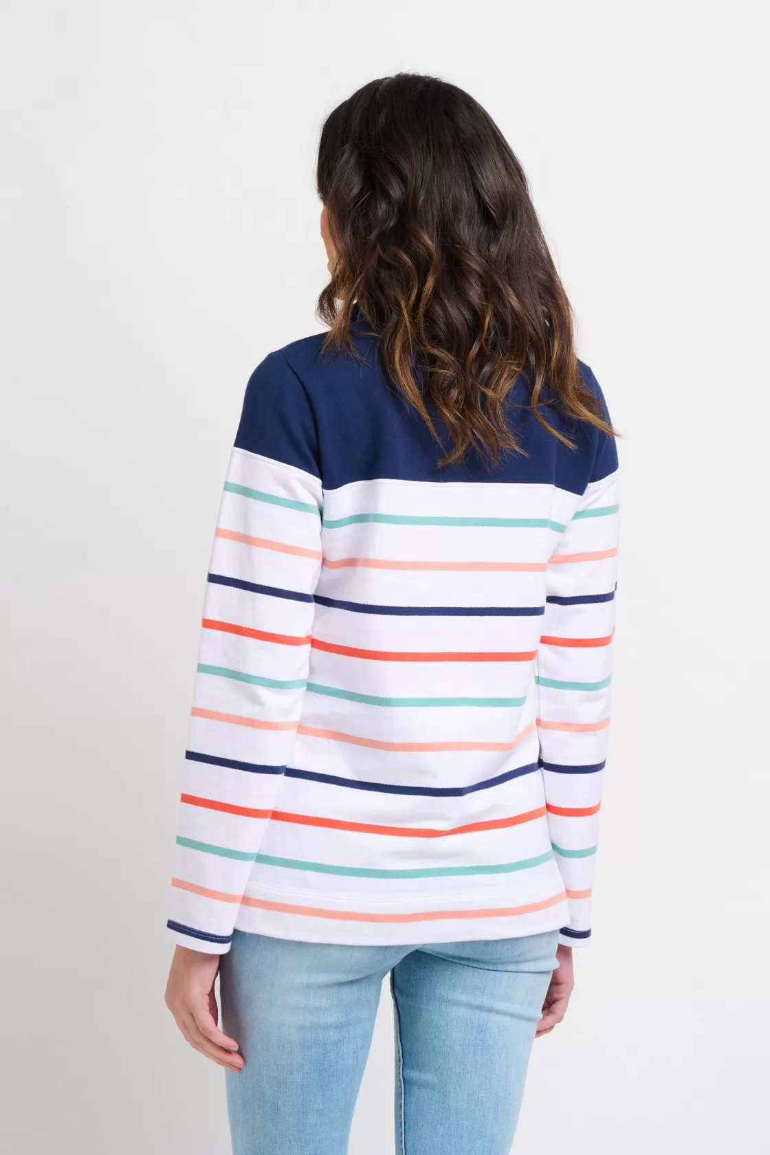 Sweatshirts And Hoodies>Brakeburn Stripe Quarter Zip Sweat Blue