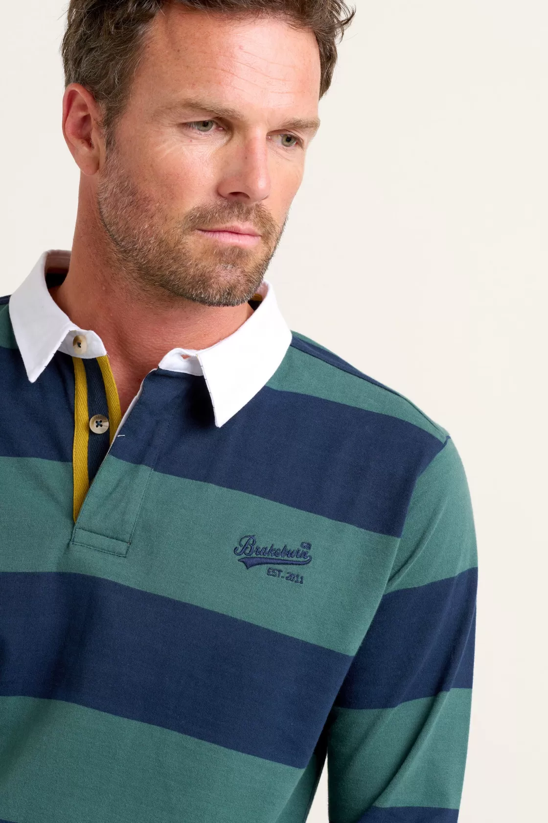 Tops And T-Shirts>Brakeburn Stripe Rugby Shirt Navy