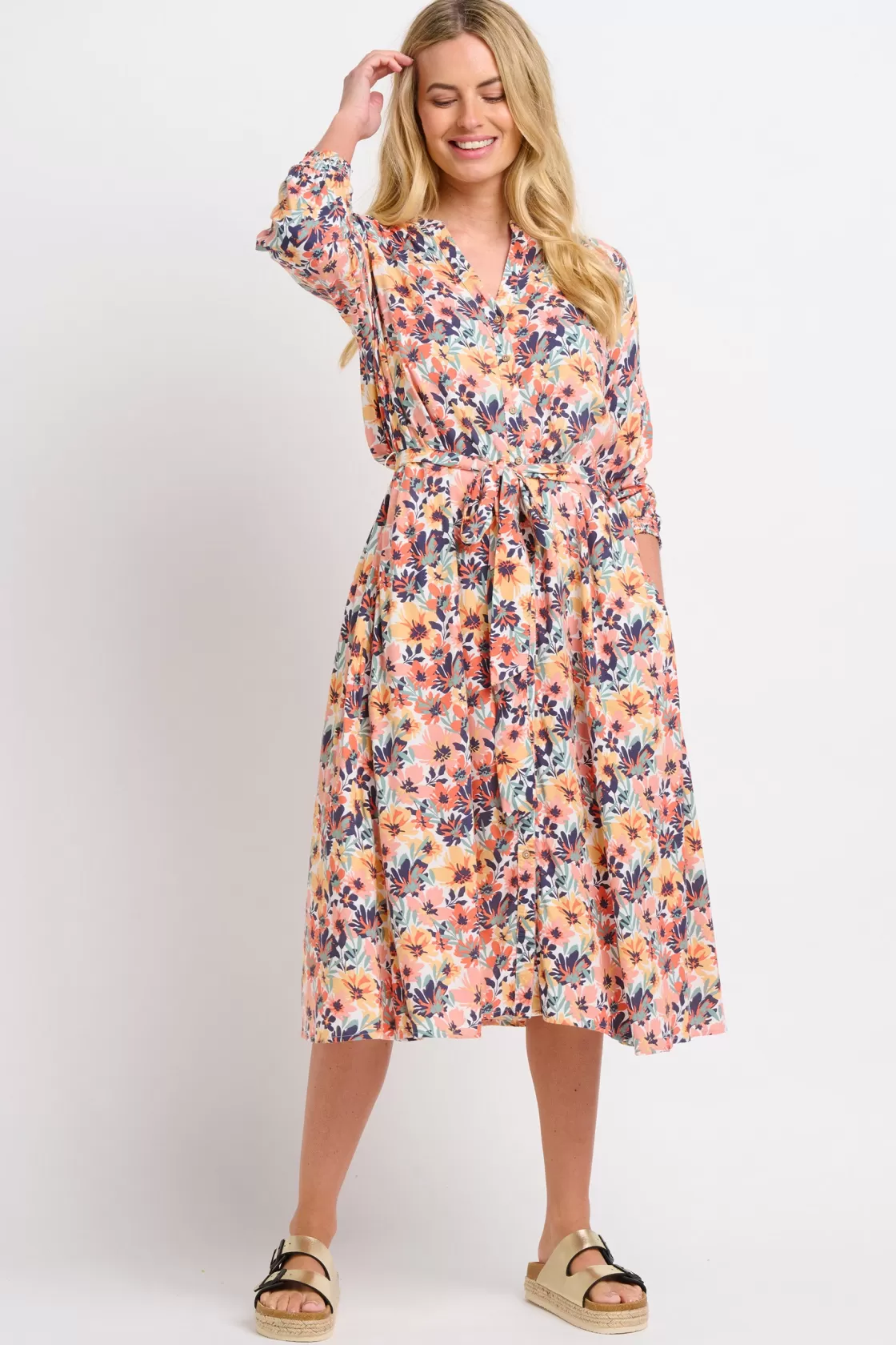 Dresses>Brakeburn Summer Blooms Shirt Dress Green