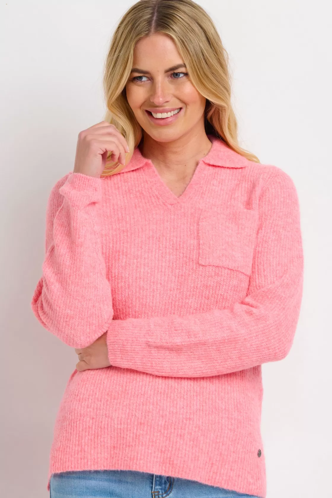 Knitwear>Brakeburn Sunrise Collar Knit Pink