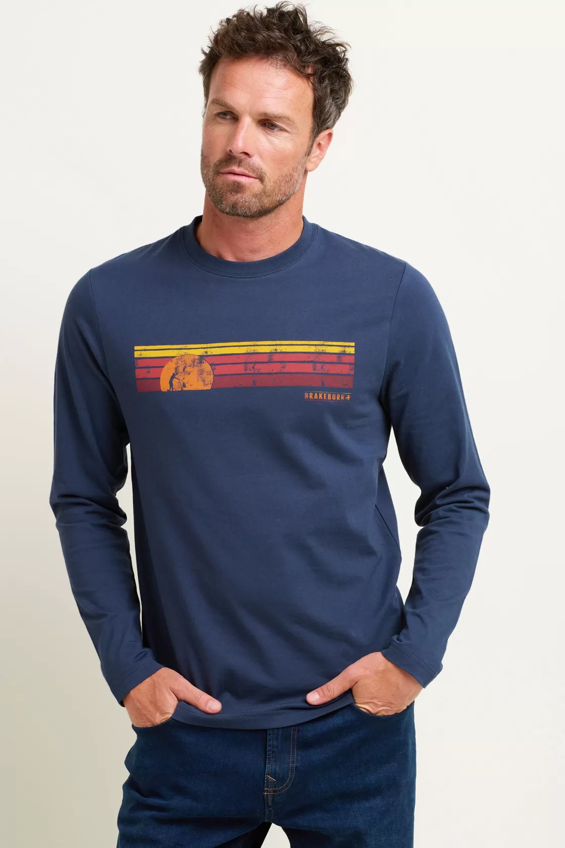 Tops And T-Shirts>Brakeburn Sunset Stripe Long Sleeve Tee Multicoloured