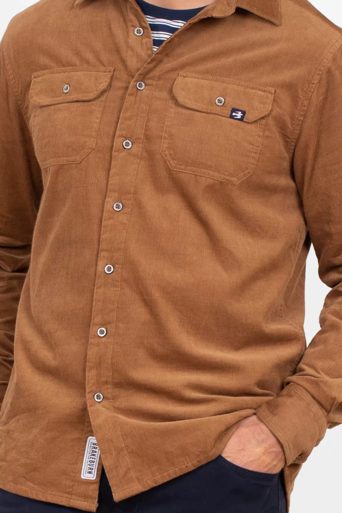 Shirts>Brakeburn Tan Cord Shirt Beige