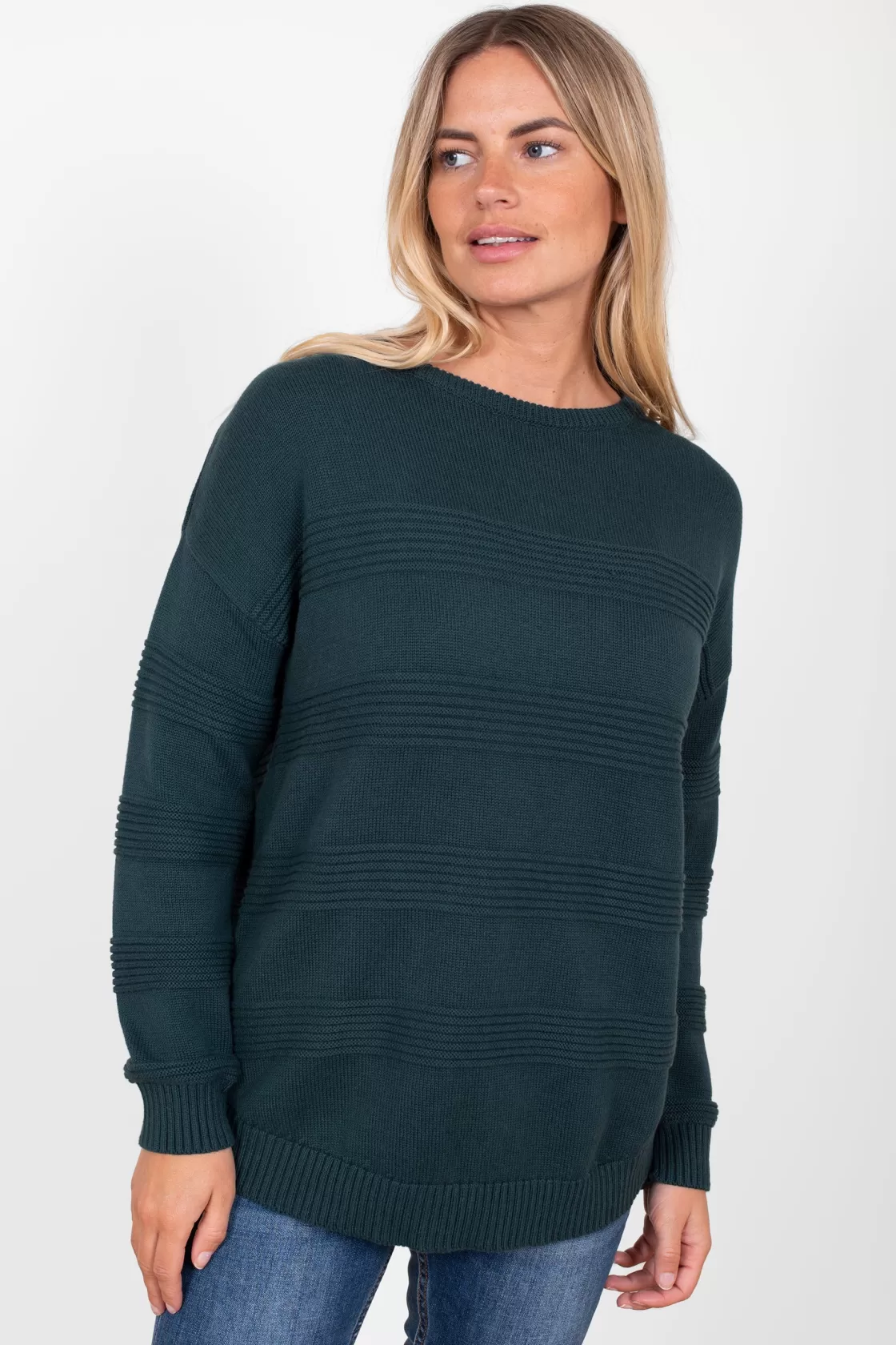 Knitwear>Brakeburn Texture Stripe Jumper Green