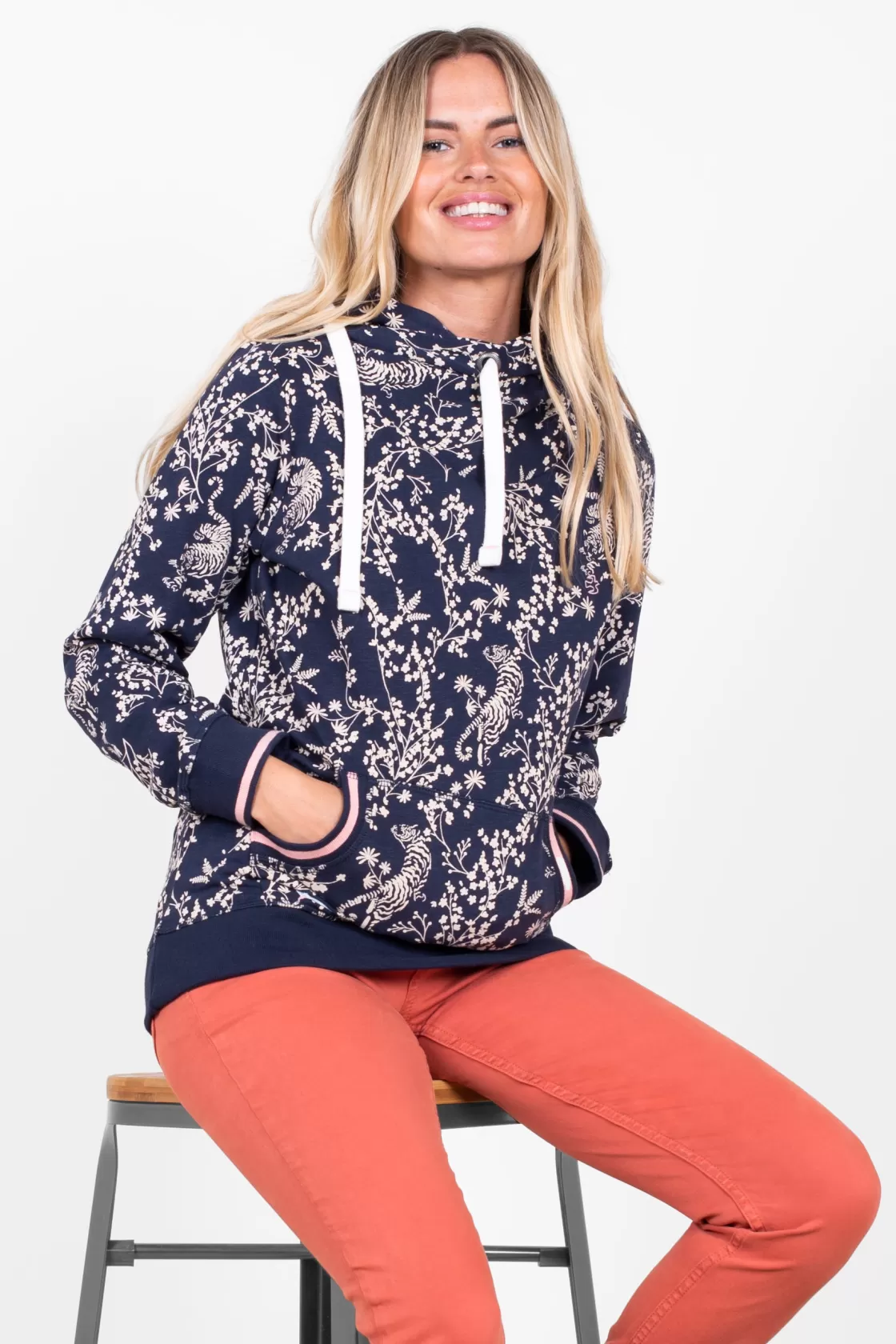 Sweatshirts And Hoodies>Brakeburn Tiger Hoodie Navy