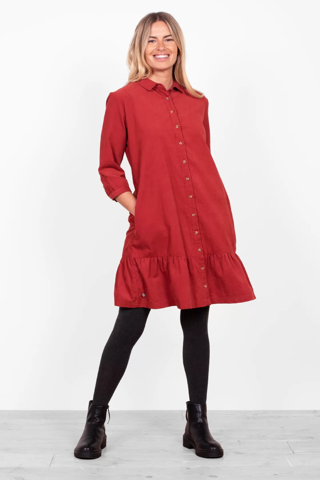 Dresses>Brakeburn Tilly Shirt Dress Burgundy