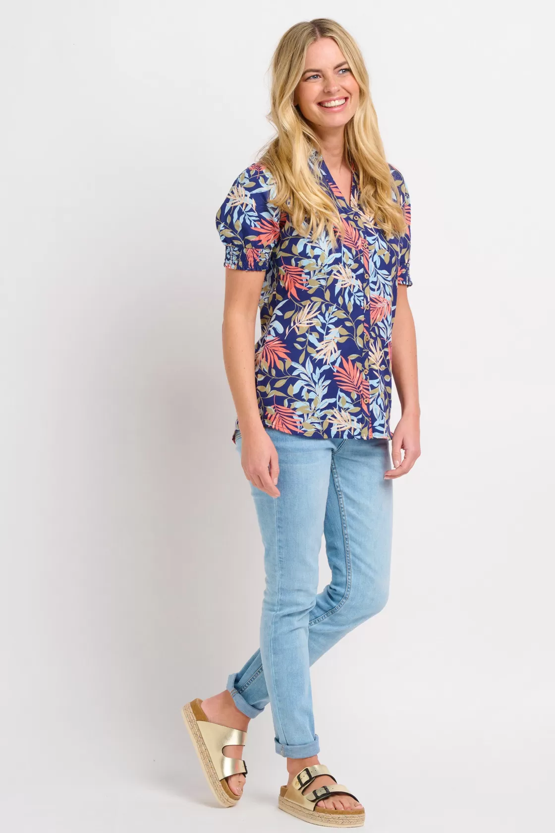 Shirts And Blouses>Brakeburn Trailing Tropics Blouse Blue