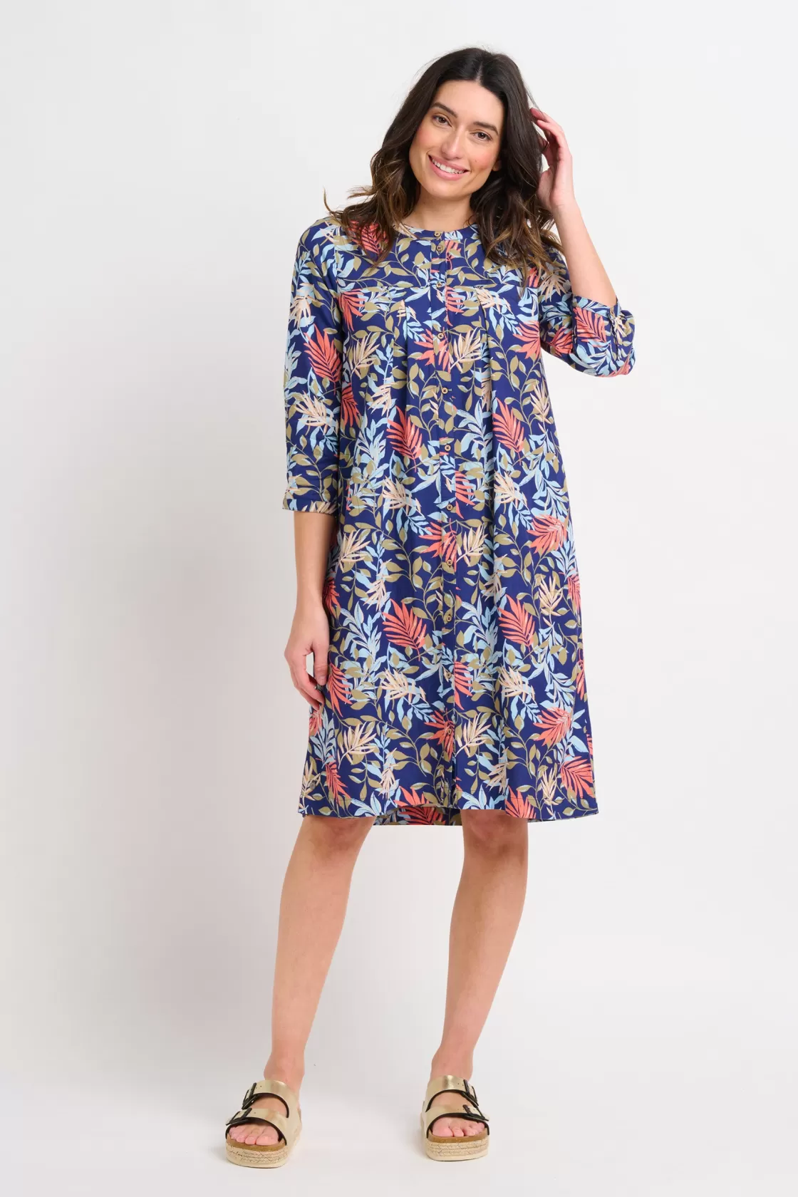 Dresses>Brakeburn Trailing Tropics Shirt Dress Khaki