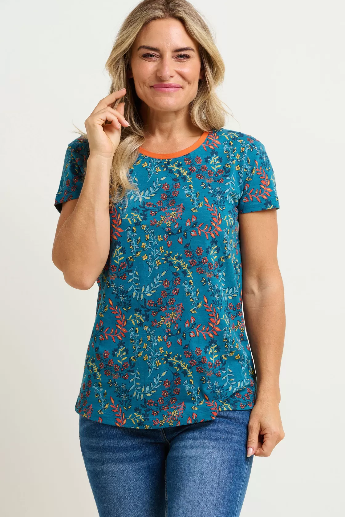 Tops, T-Shirts And Vests>Brakeburn Uma Floral Paisley Tee Blue