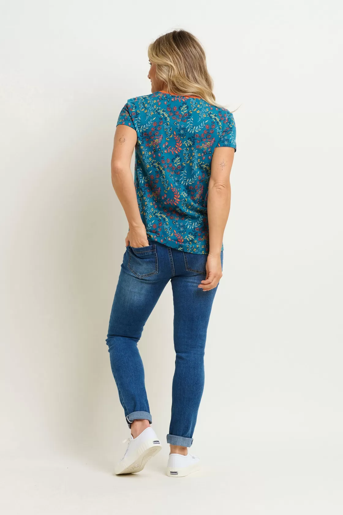 Tops, T-Shirts And Vests>Brakeburn Uma Floral Paisley Tee Blue