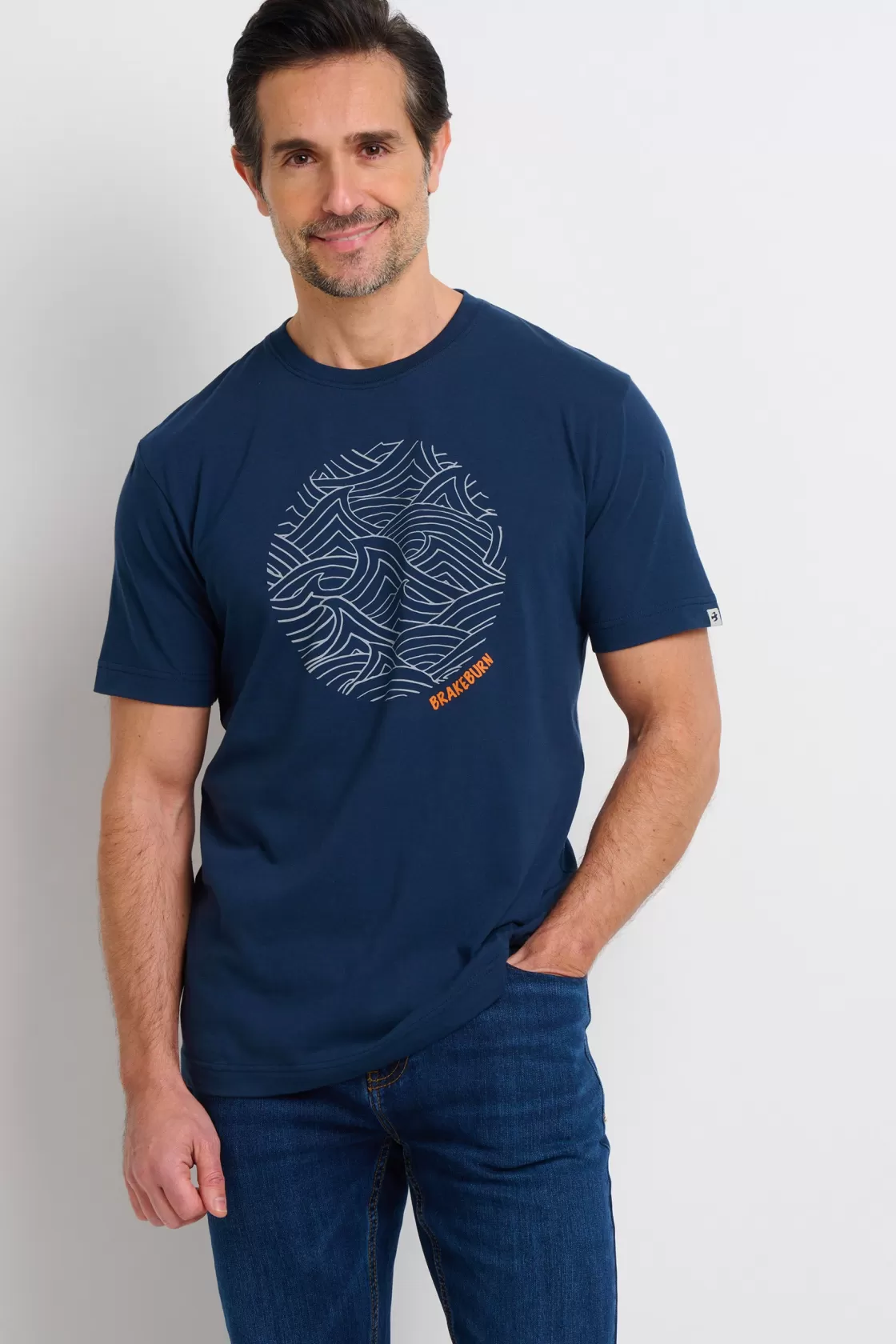 Tops And T-Shirts>Brakeburn Waves Circle Tee Navy