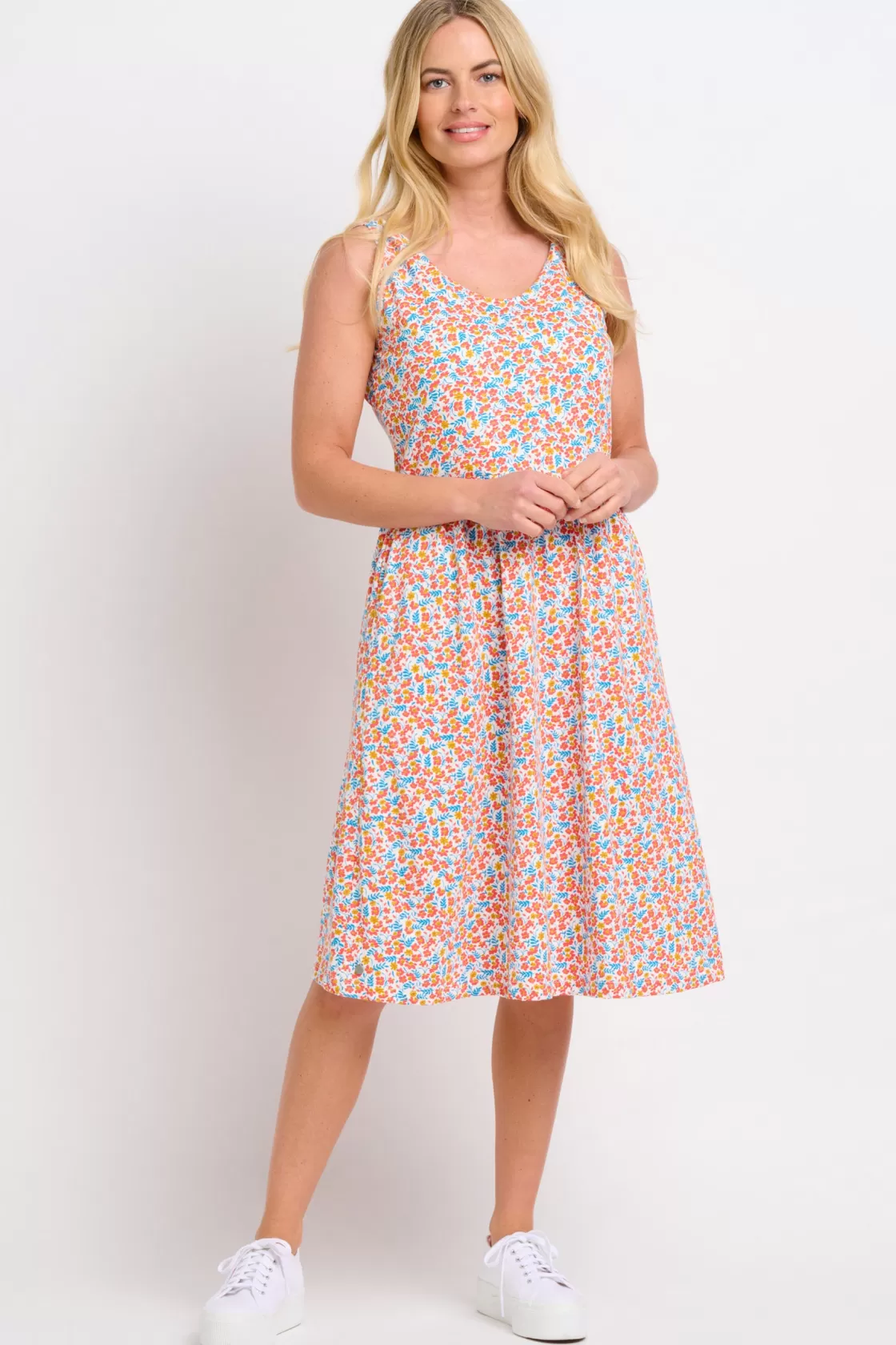 Dresses>Brakeburn Whimsical Floral Sleeveless Dress Blue