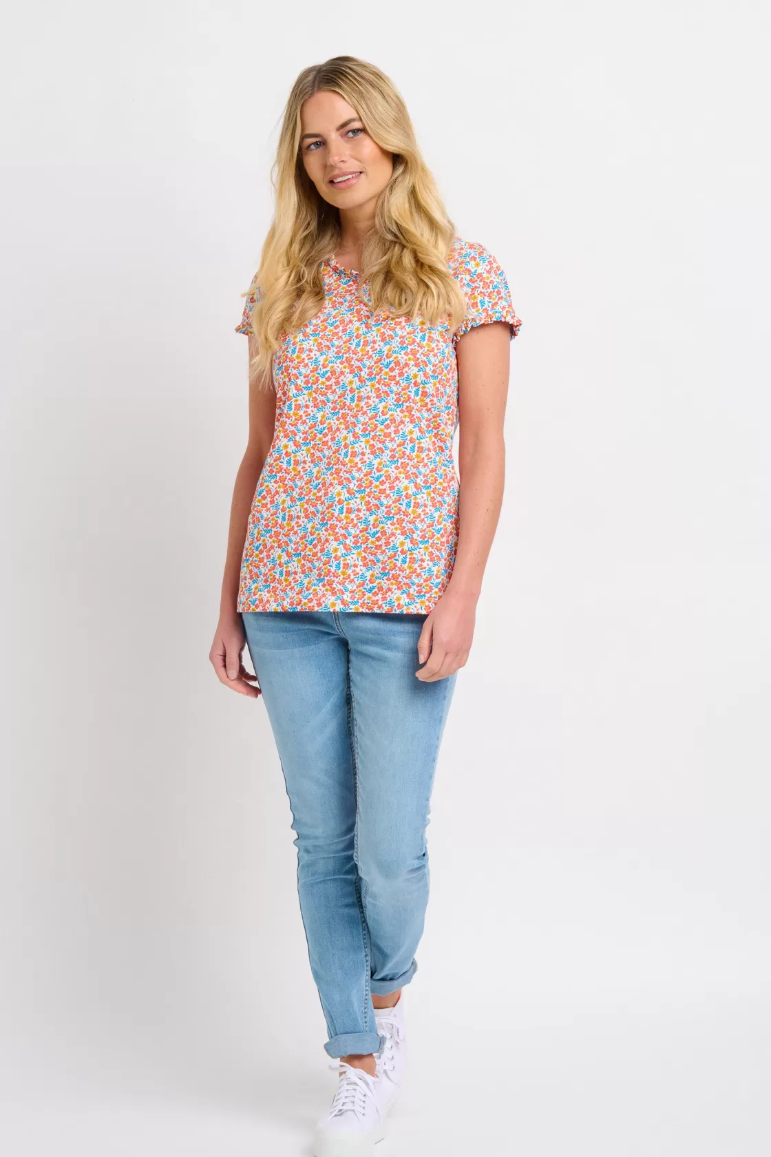 Tops, T-Shirts And Vests>Brakeburn Whimsical Floral Tee Blue