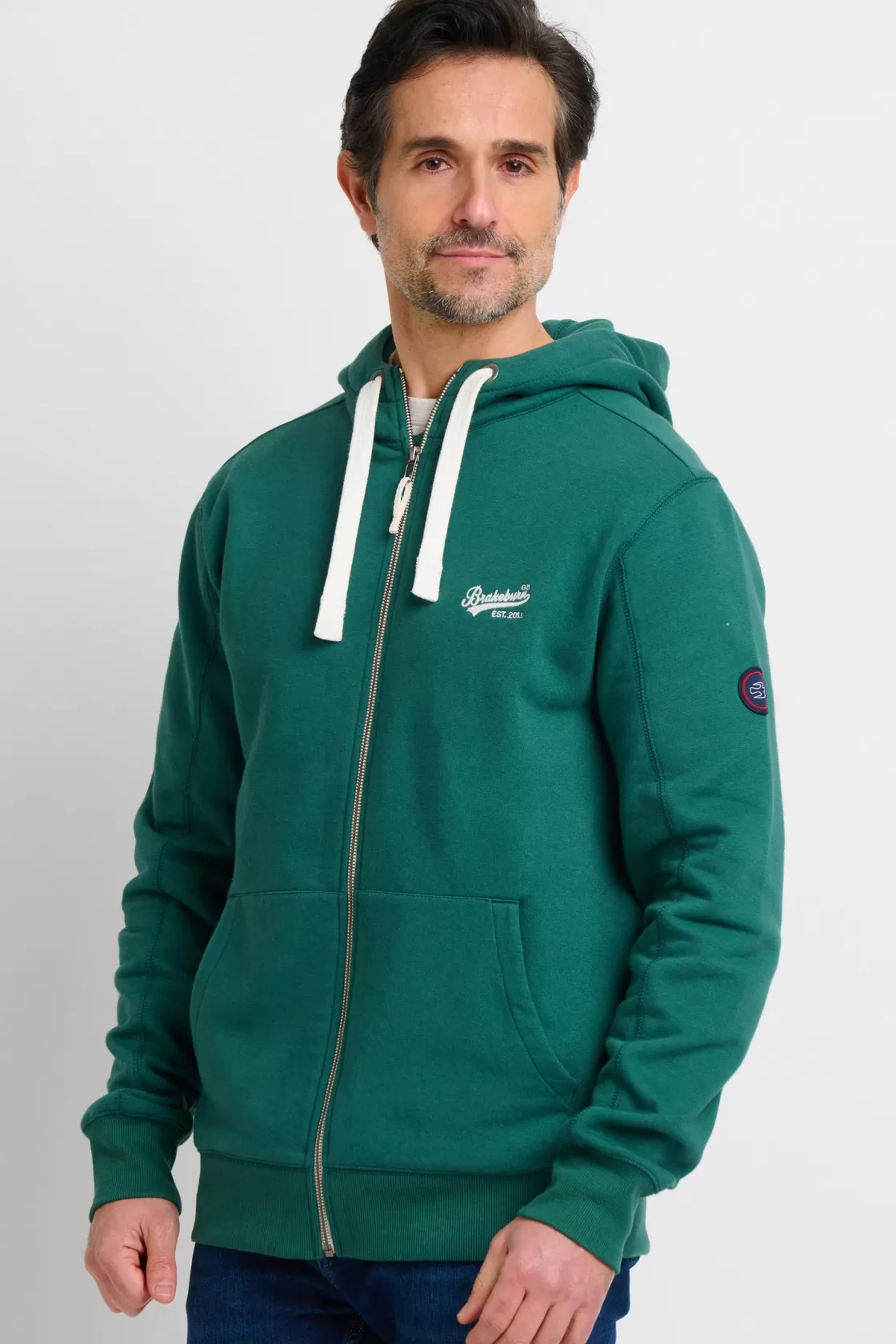 Sweatshirts And Hoodies>Brakeburn Zip Through Hoodie Green