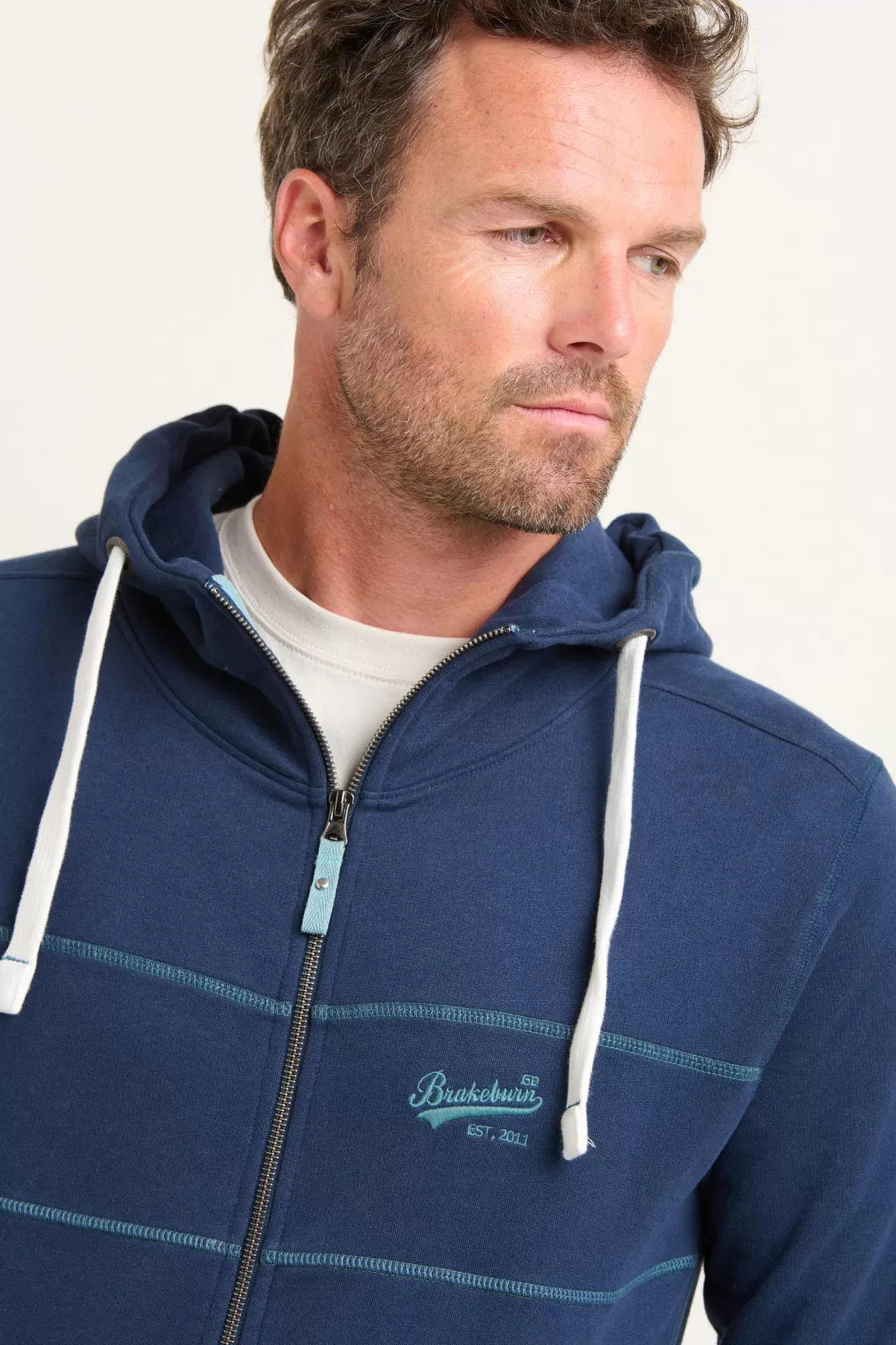 Sweatshirts And Hoodies>Brakeburn Zip Through Hoodie Navy